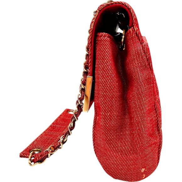 2991018BA (X6) Chanel Shoulder Bag Red Canvas - Picture 3 of 13